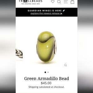 Trollbeads Olive Green Armadillo Bead